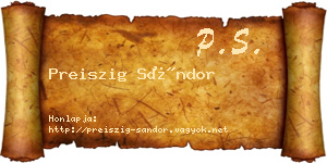 Preiszig Sándor névjegykártya